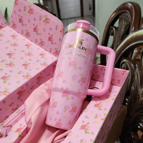 Stanley Love Shack Fancy 40 oz Quencher 2.0 Pink Tumbler Ibiza Sunset New In Box