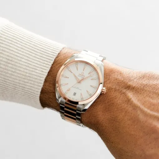 Omega Seamaster Aqua Terra Men Automatic Silver Stainless Steel 18ct Rose Gold Watch O22020412102001 - Image 2