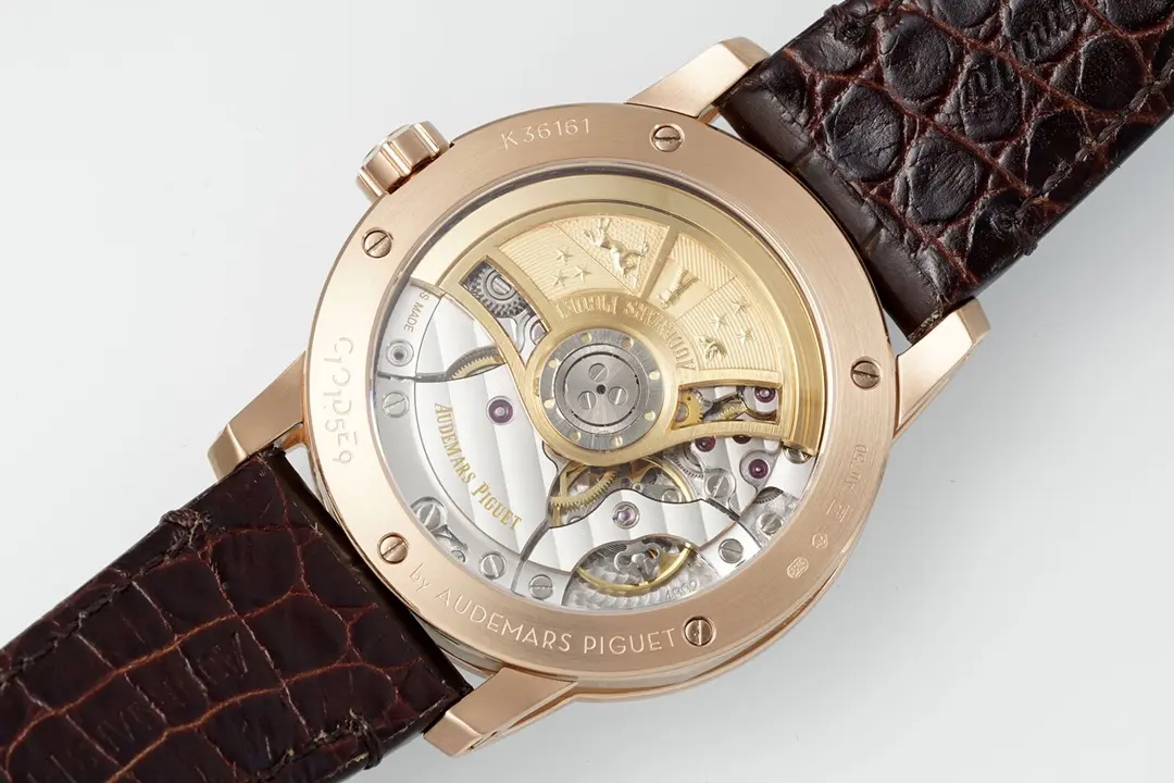 watch Audemars Piguet CODE 11.59 Blue Dial Three-Hand Automatic Watch 41mm Rose Gold Case with Brown Leather Strap - Image 8