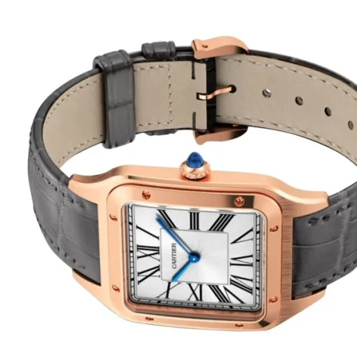 Cartier Santos-Dumont Men Automatic Silver 18ct Rose Gold Watch WGSA0032 - Image 4