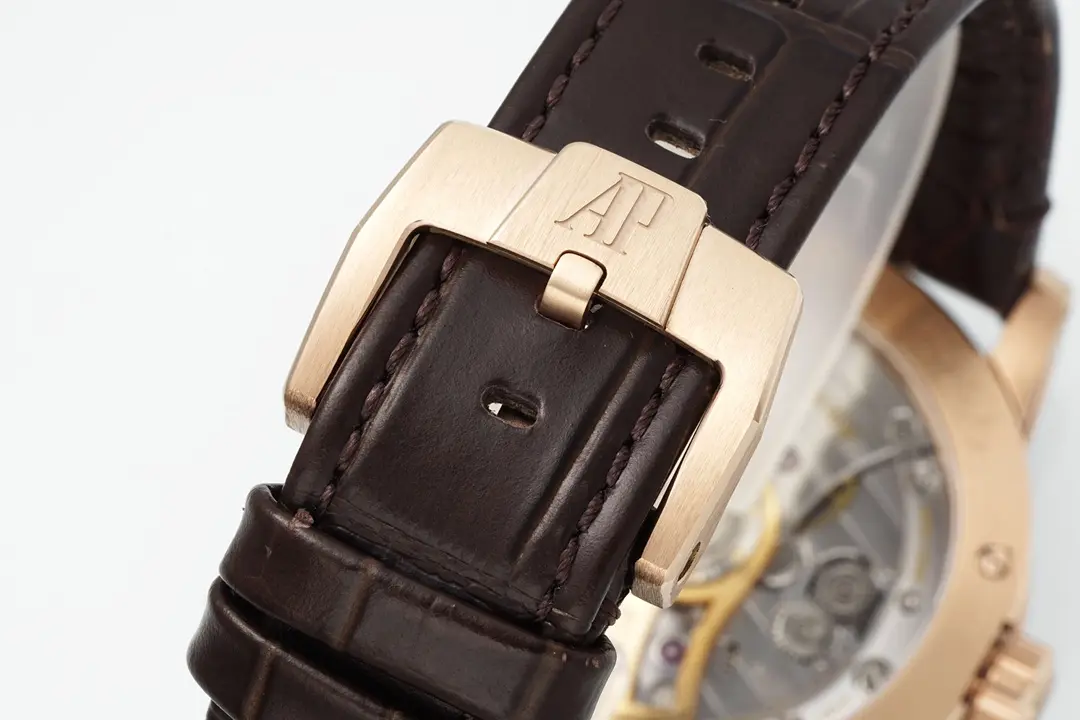 watch Audemars Piguet CODE 11.59 Blue Dial Three-Hand Automatic Watch 41mm Rose Gold Case with Brown Leather Strap - Image 5