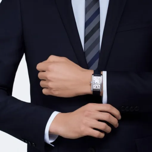 Cartier Tank Americaine Men Automatic Silver Alligator Watch WSTA0018 - Image 4