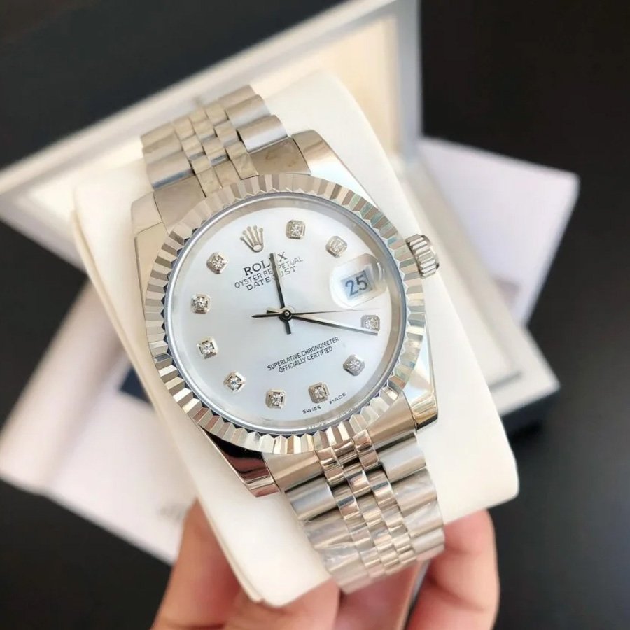 Couple Watches Rolex Datejust 36/28mm SS/SS Jub Sliver/Dia - Image 2