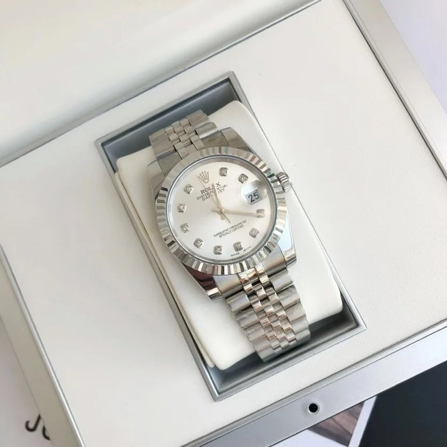 Couple Watches Rolex Datejust 36/28mm SS/SS Jub Sliver/Dia - Image 3
