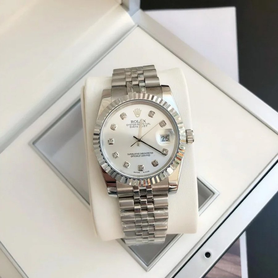 Couple Watches Rolex Datejust 36/28mm SS/SS Jub Sliver/Dia - Image 4
